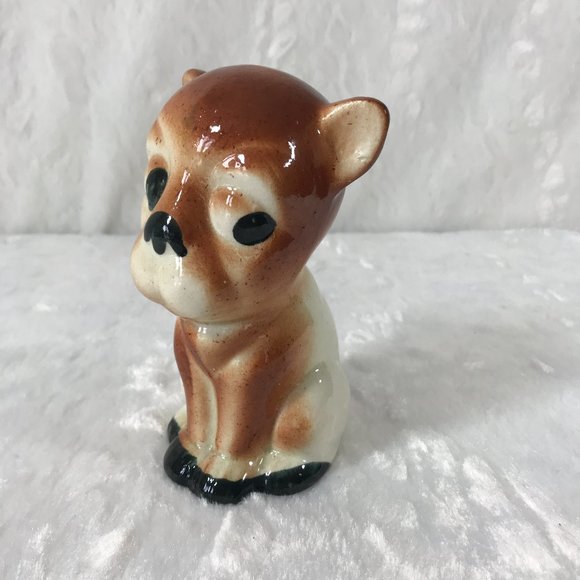 Vintage Ceramic Painted Dog Puppy Statue Big curious eyes - Picture 2 of 7